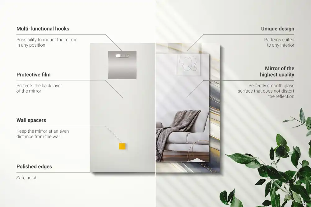 Pravokotne ogledalo s potiskanim okvirjem Abstraktni barvni valovi