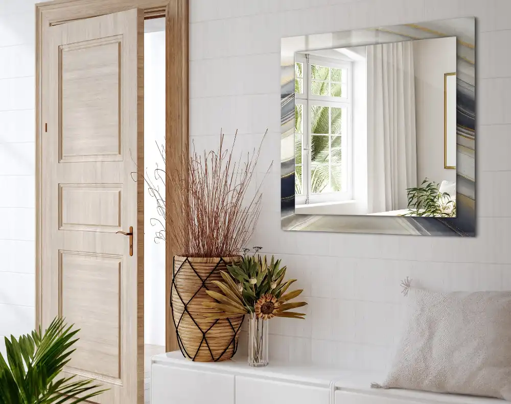 Pravokotne ogledalo s potiskanim okvirjem Abstraktni barvni valovi