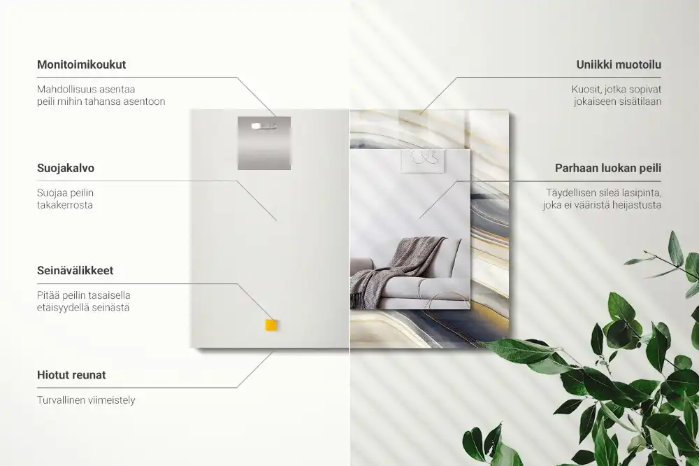 Pravokotne ogledalo s potiskanim okvirjem Abstraktni barvni valovi