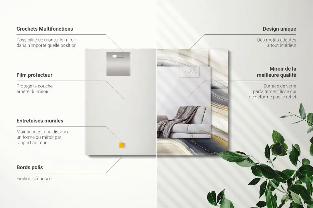 Pravokotne ogledalo s potiskanim okvirjem Abstraktni barvni valovi