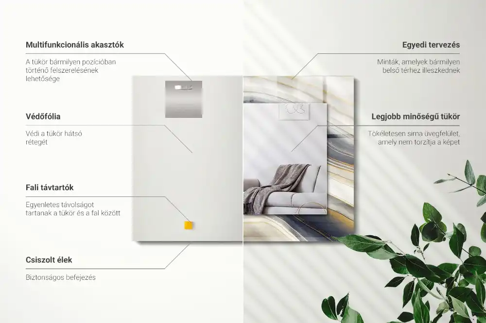 Pravokotne ogledalo s potiskanim okvirjem Abstraktni barvni valovi