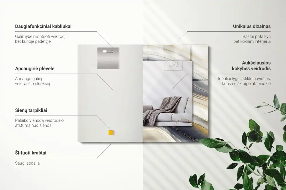 Pravokotne ogledalo s potiskanim okvirjem Abstraktni barvni valovi