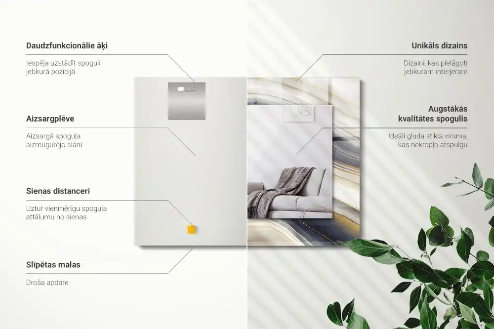 Pravokotne ogledalo s potiskanim okvirjem Abstraktni barvni valovi