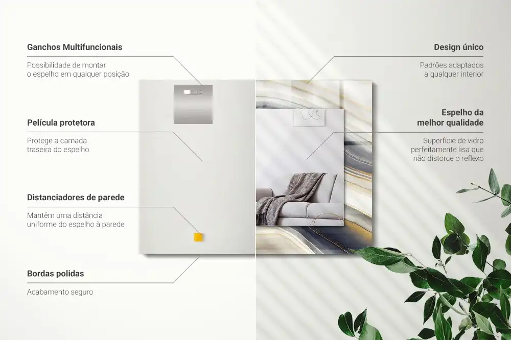 Pravokotne ogledalo s potiskanim okvirjem Abstraktni barvni valovi