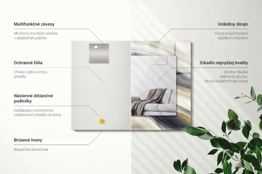 Pravokotne ogledalo s potiskanim okvirjem Abstraktni barvni valovi