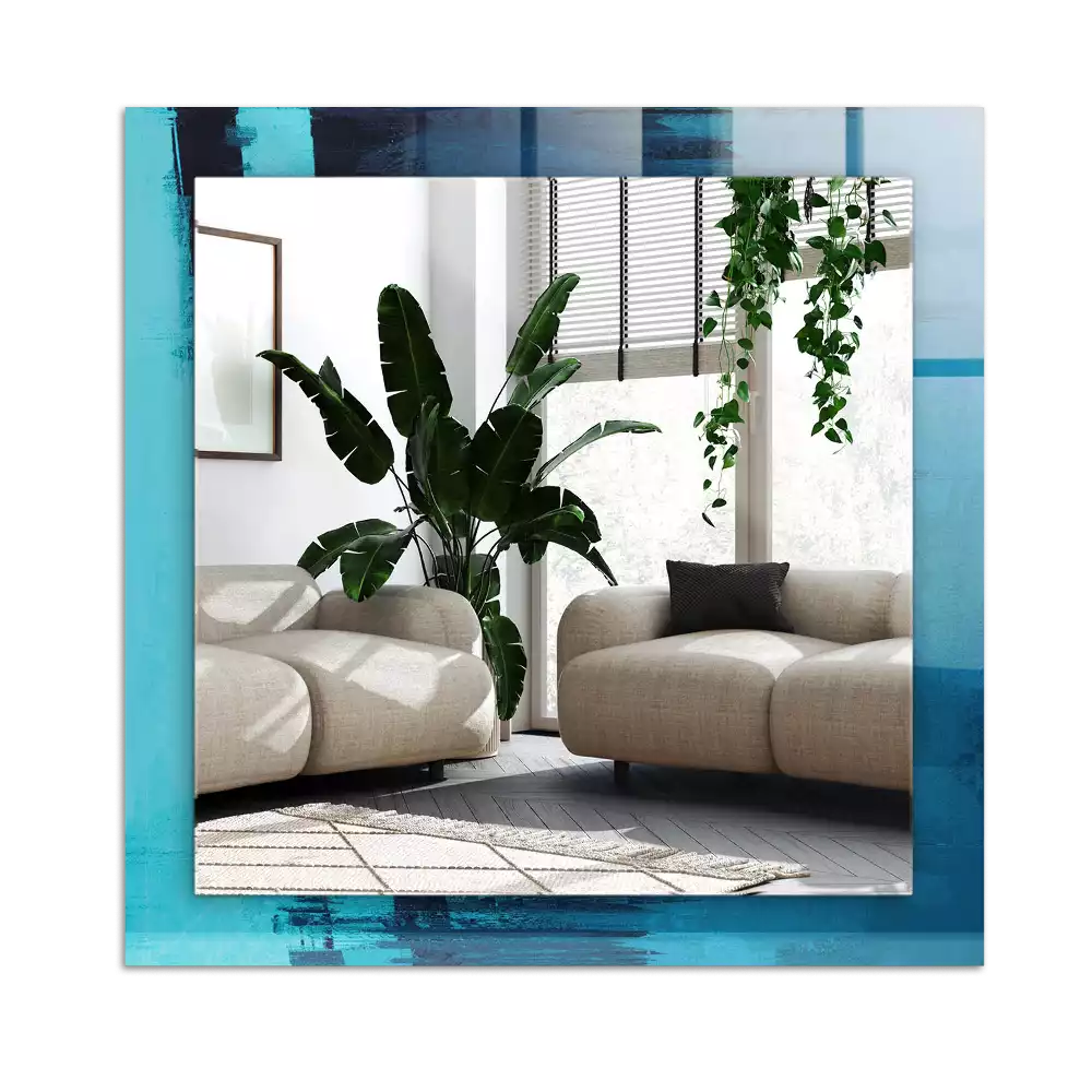 Pravokotne okrasno ogledalo Abstraktna modra umetnost