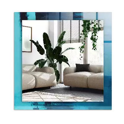 Pravokotne okrasno ogledalo Abstraktna modra umetnost