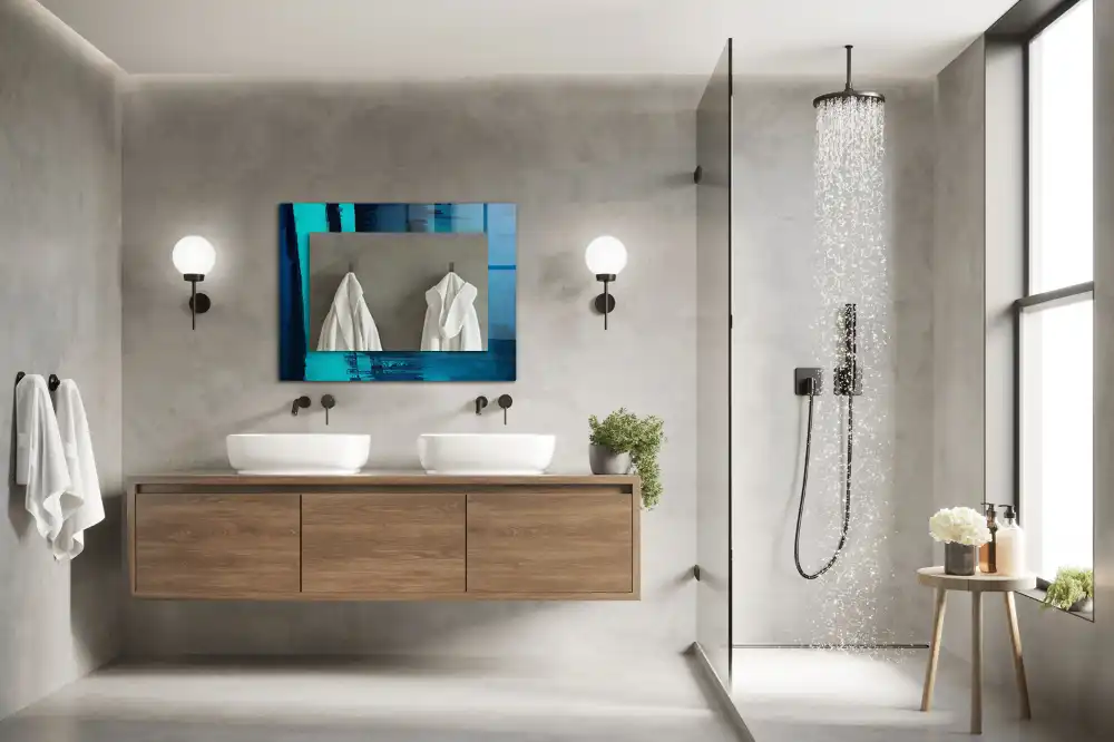 Pravokotne okrasno ogledalo Abstraktna modra umetnost