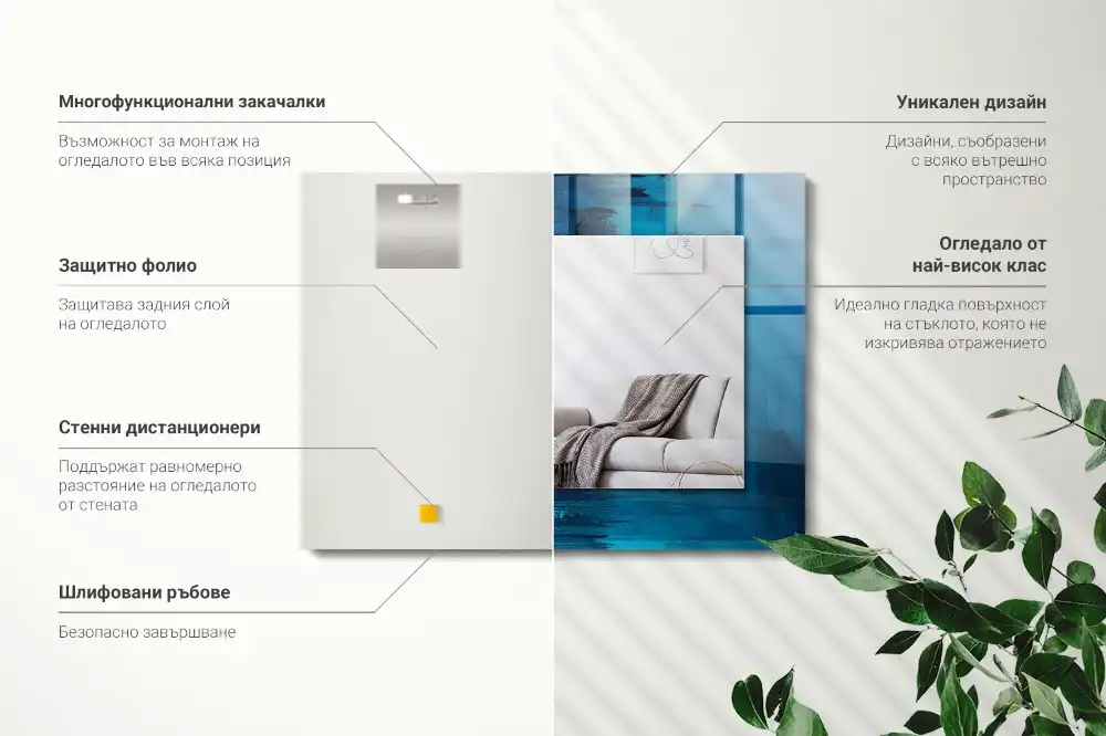 Pravokotne okrasno ogledalo Abstraktna modra umetnost