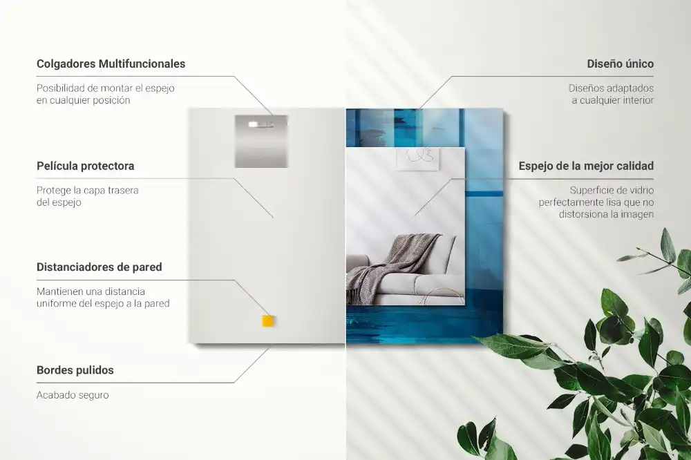 Pravokotne okrasno ogledalo Abstraktna modra umetnost