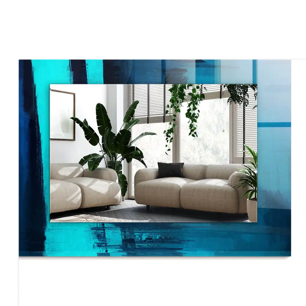 Pravokotne okrasno ogledalo Abstraktna modra umetnost