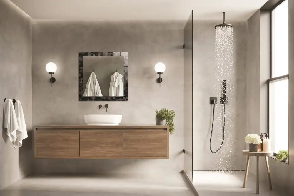 Tiskano pravokotne ogledalo Črni in sivi trikotniki