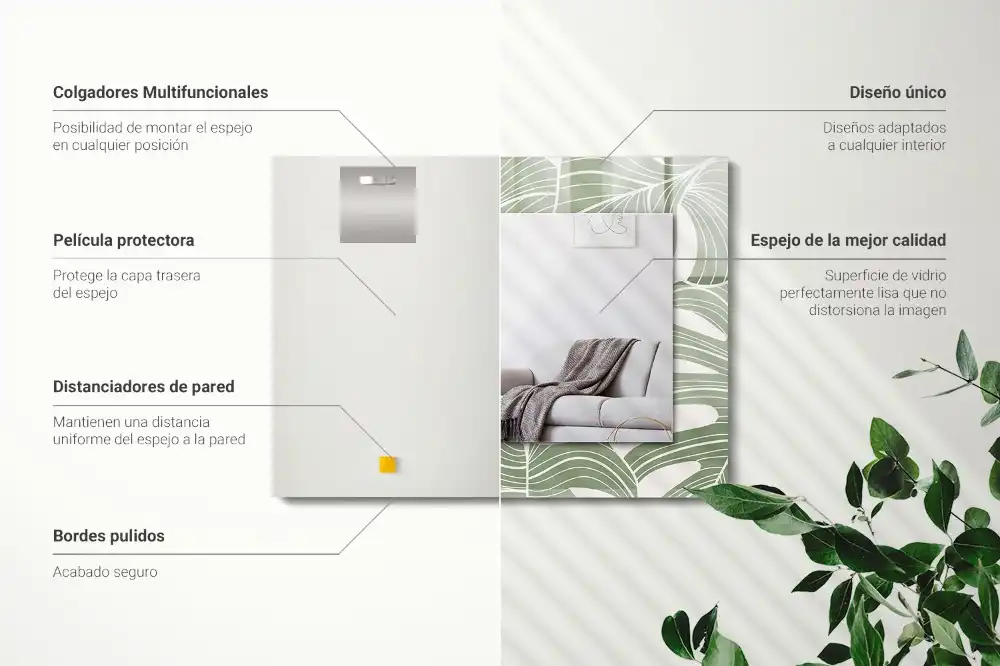 Pravokotne ogledalo s potiskanim okvirjem Listi monstere