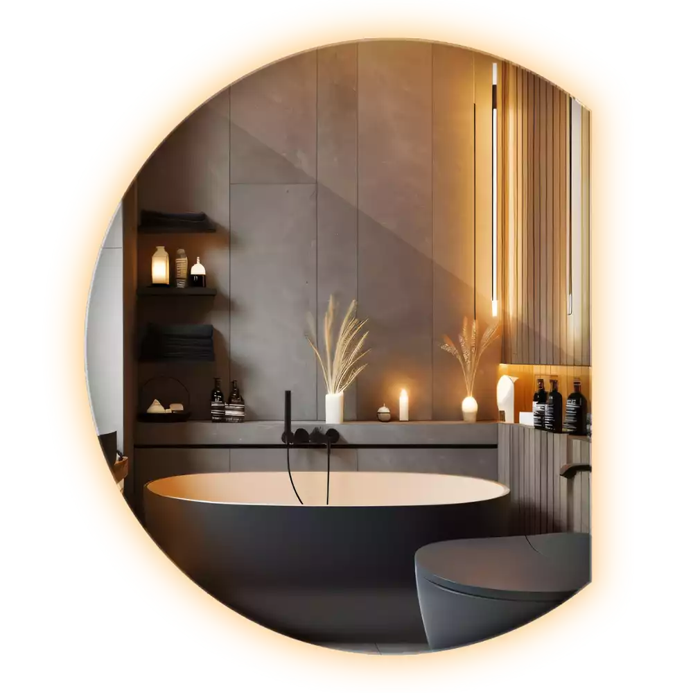 Polkrožno stensko ogledalo z LED osvetlitvijo