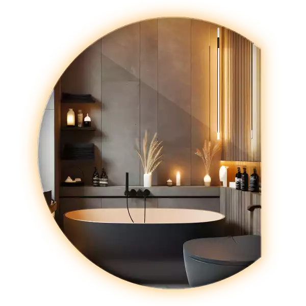 Polkrožno stensko ogledalo z LED osvetlitvijo