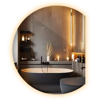 Polkrožno stensko ogledalo z LED osvetlitvijo