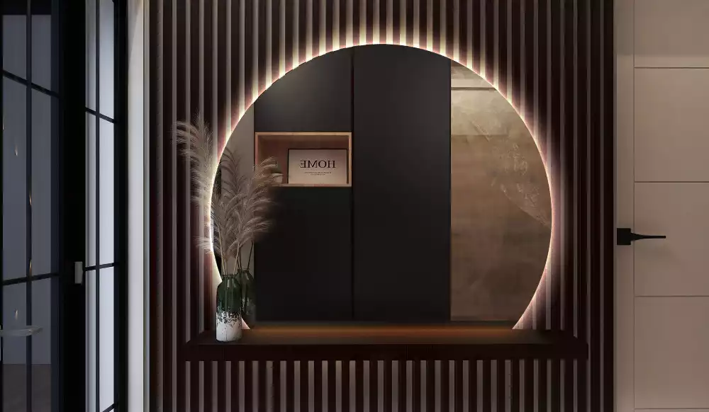 Polkrožno stensko ogledalo z LED osvetlitvijo