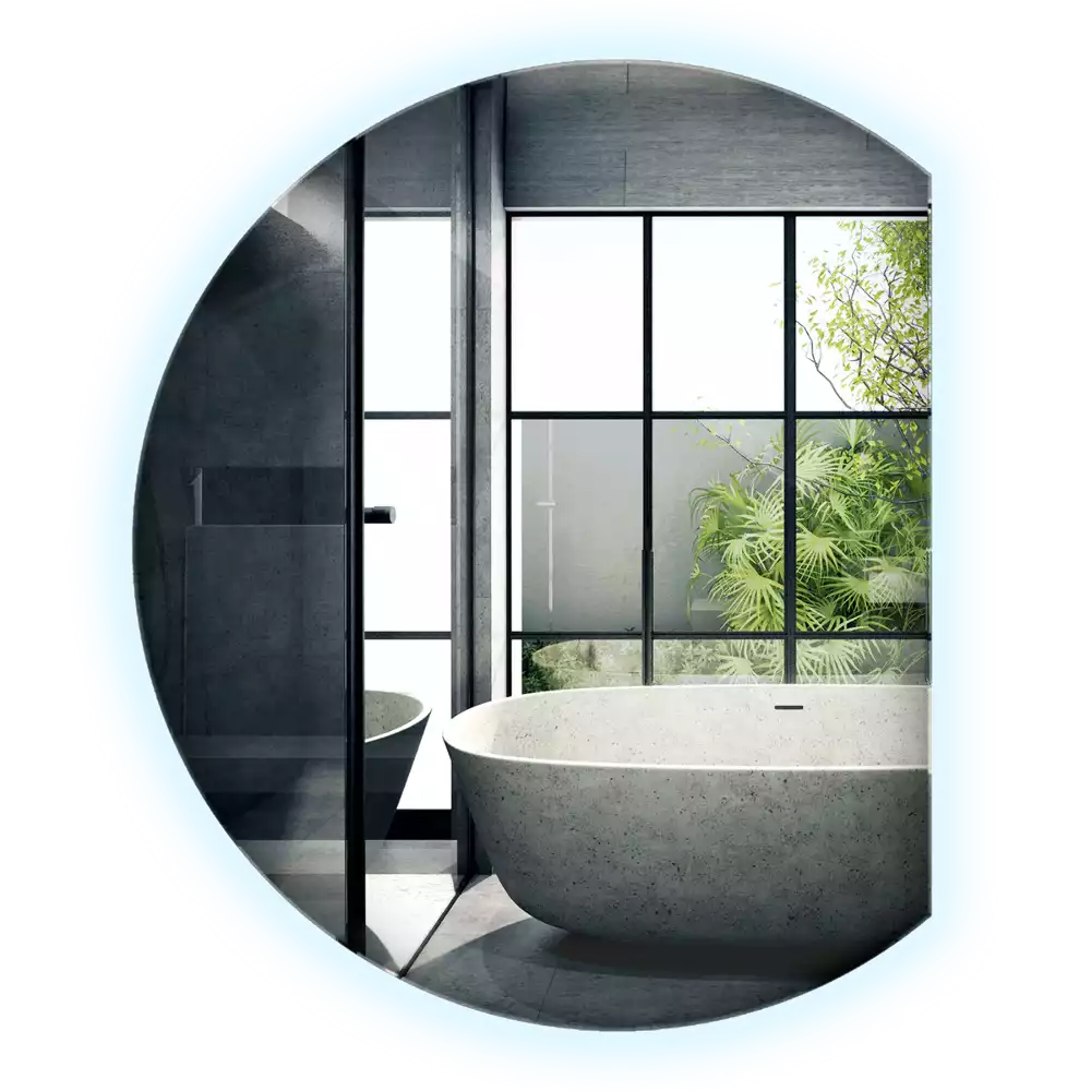 Polkrožno stensko ogledalo z LED osvetlitvijo