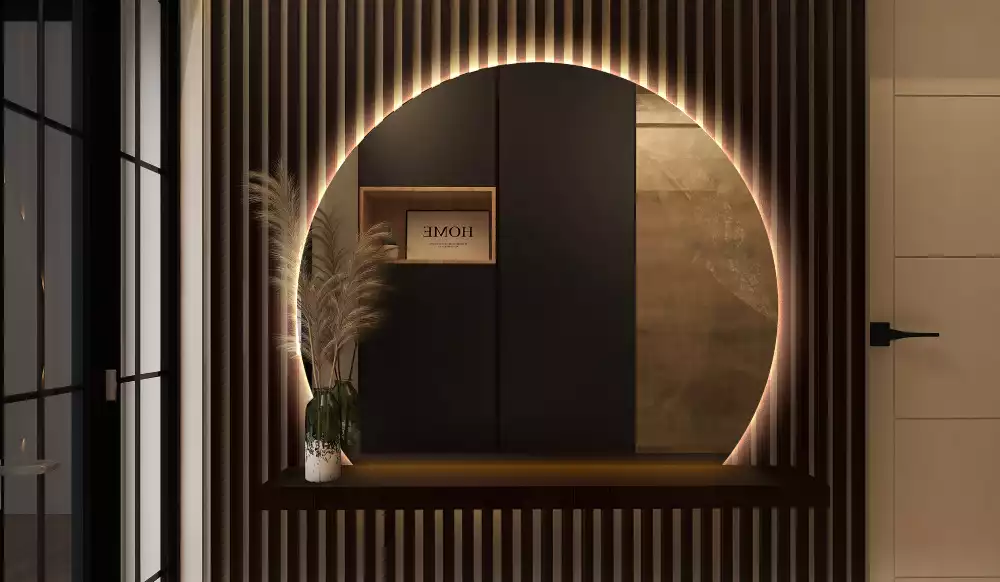 Polkrožno stensko ogledalo z LED osvetlitvijo