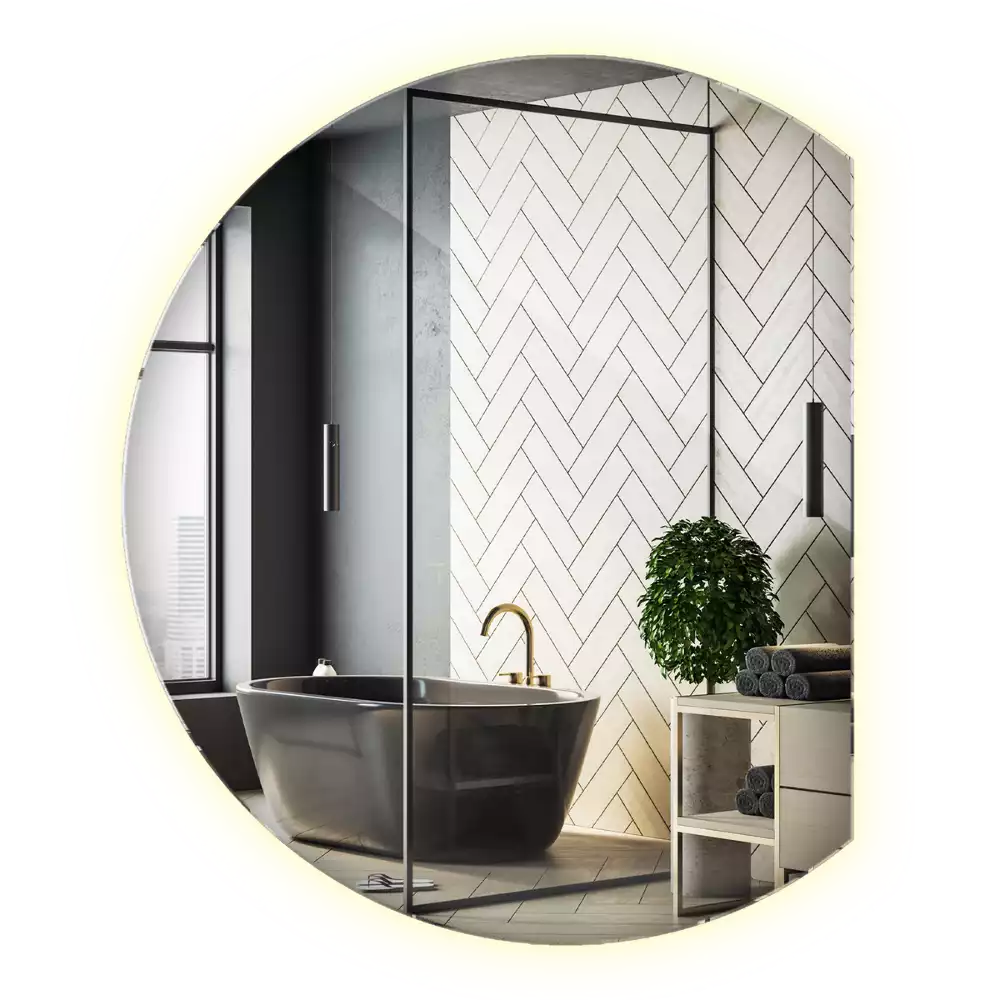 Polkrožno stensko ogledalo z LED osvetlitvijo