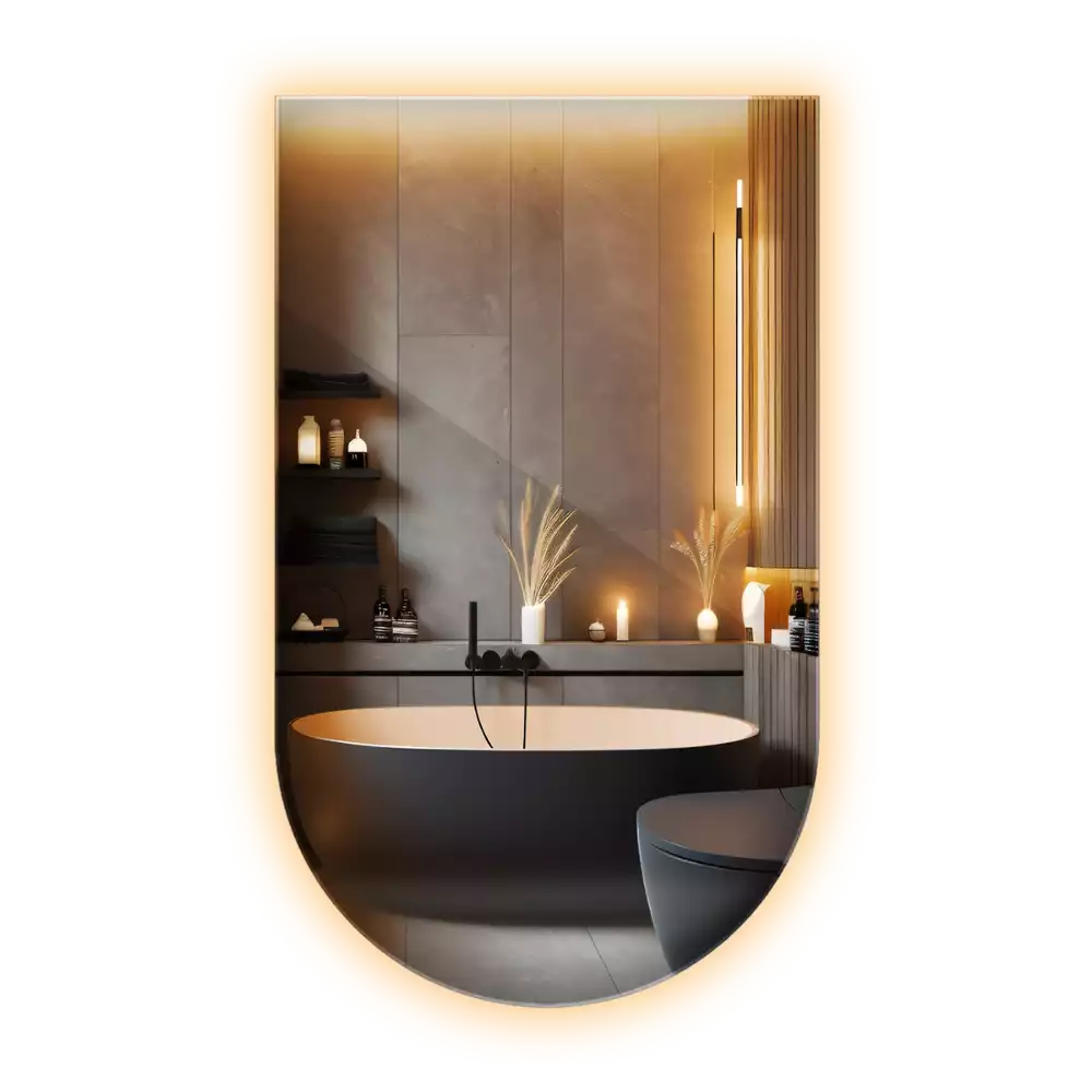Polovično ovalno ogledalo z LED osvetlitvijo