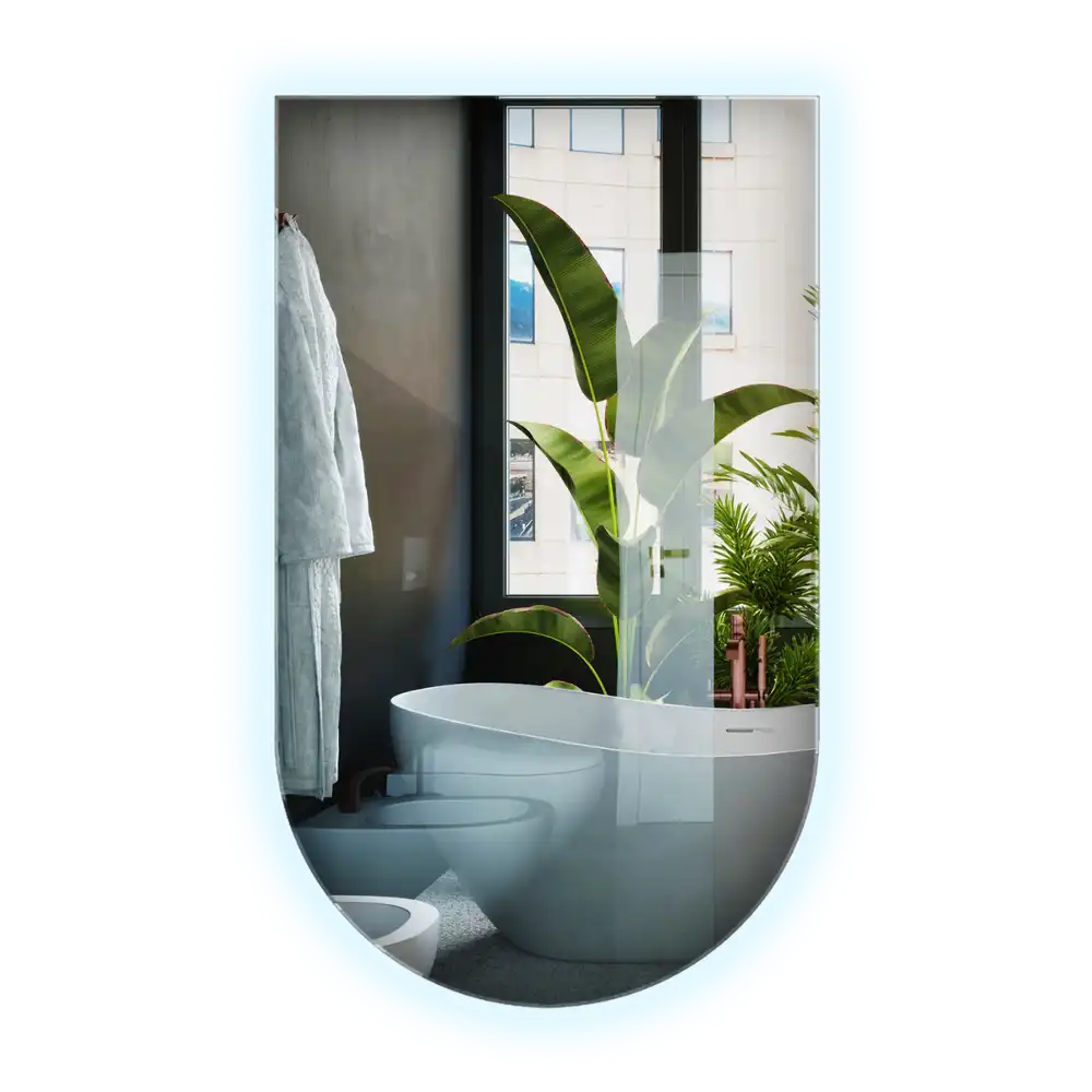 Polovično ovalno ogledalo z LED osvetlitvijo