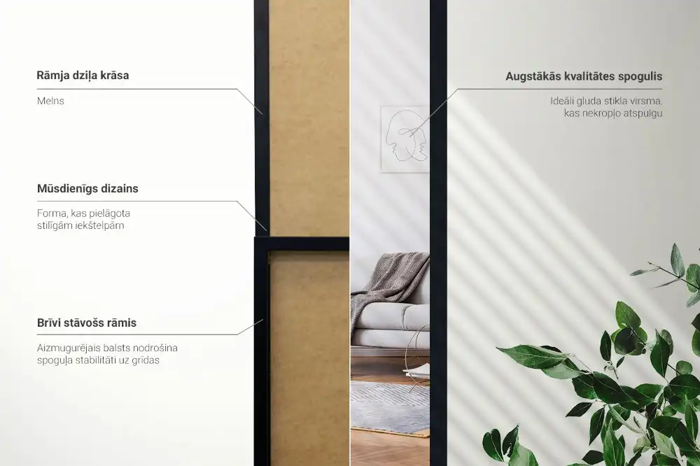 Samostoječe ogledalo v črnem okvirju