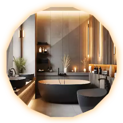 Poligonalno ogledalo z LED osvetlitvijo