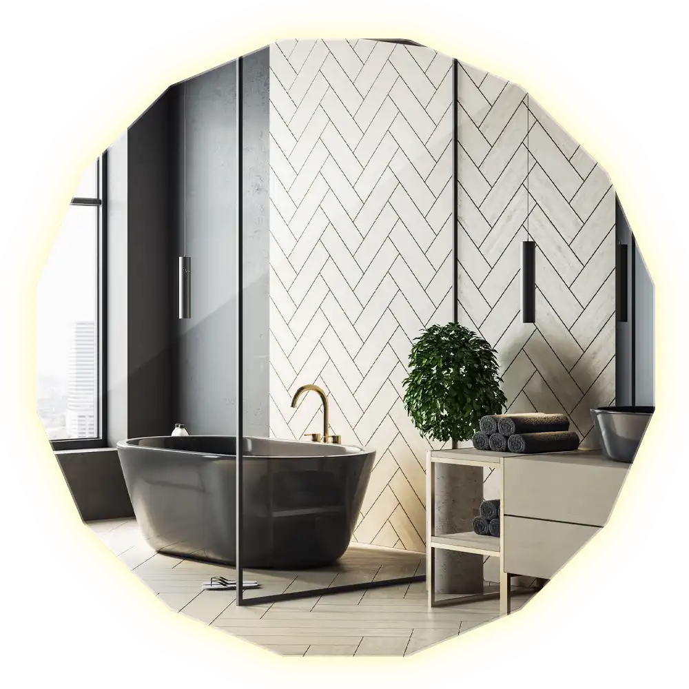 Poligonalno ogledalo z LED osvetlitvijo