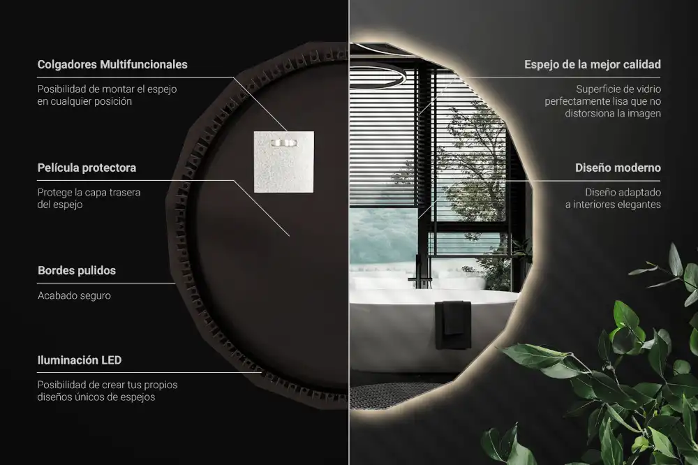 Poligonalno ogledalo z LED osvetlitvijo