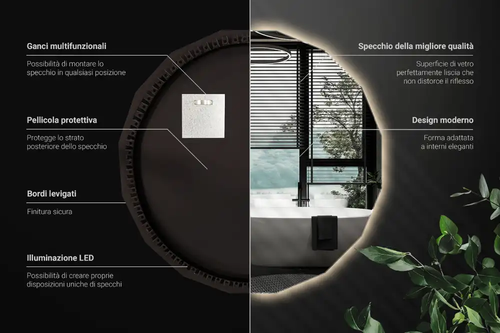 Poligonalno ogledalo z LED osvetlitvijo