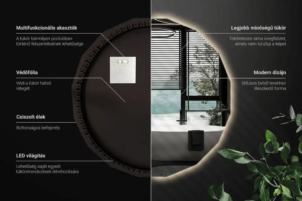 Poligonalno ogledalo z LED osvetlitvijo