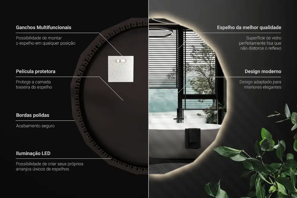 Poligonalno ogledalo z LED osvetlitvijo