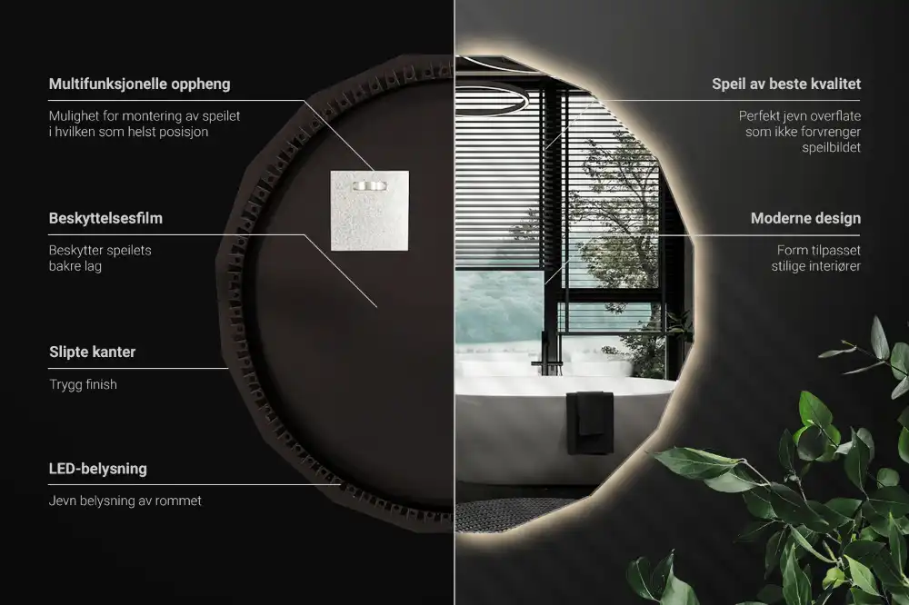 Poligonalno ogledalo z LED osvetlitvijo