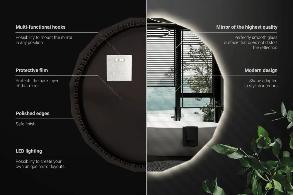 Poligonalno ogledalo z LED osvetlitvijo