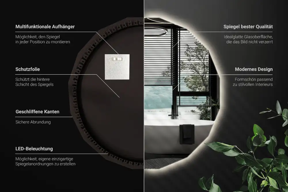 Poligonalno ogledalo z LED osvetlitvijo