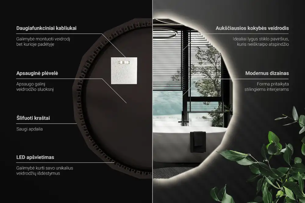 Poligonalno ogledalo z LED osvetlitvijo