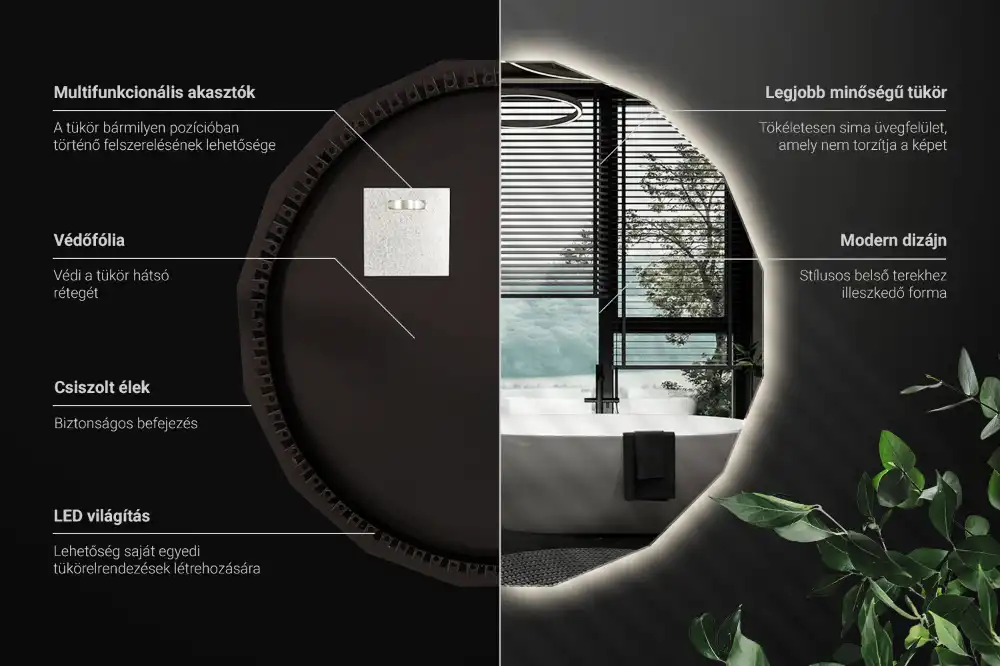 Poligonalno ogledalo z LED osvetlitvijo