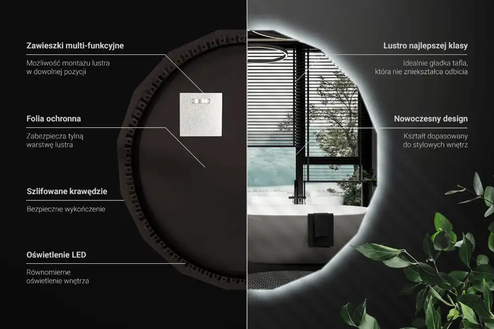 Poligonalno ogledalo z LED osvetlitvijo