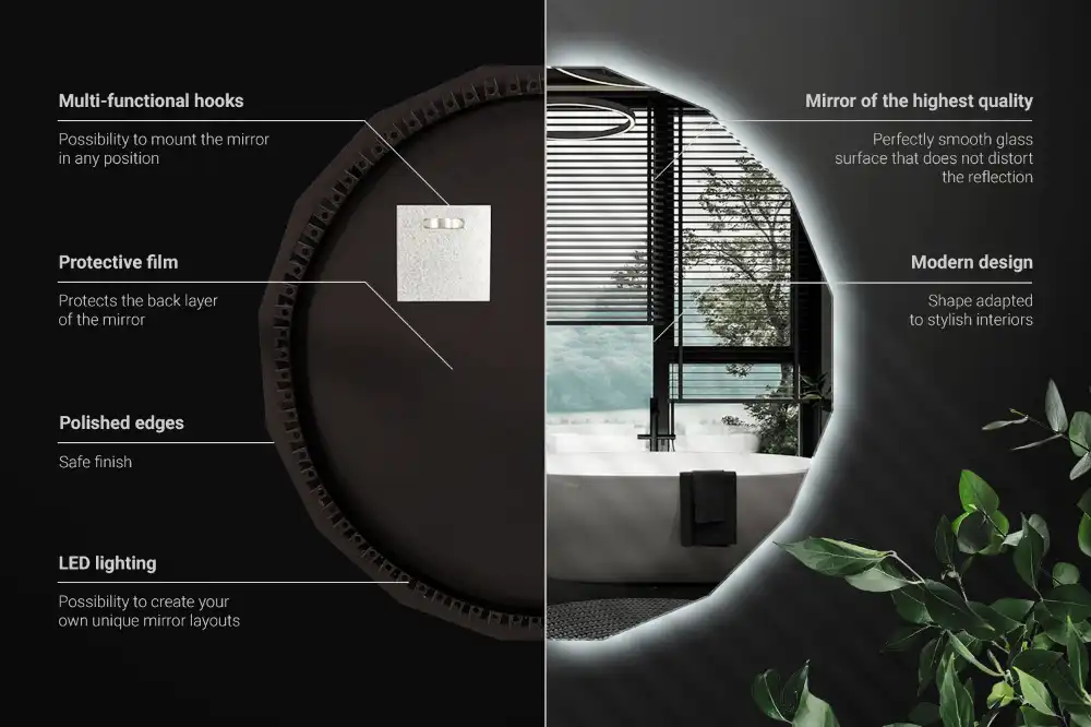 Poligonalno ogledalo z LED osvetlitvijo