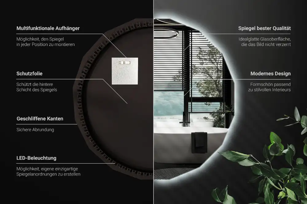 Poligonalno ogledalo z LED osvetlitvijo