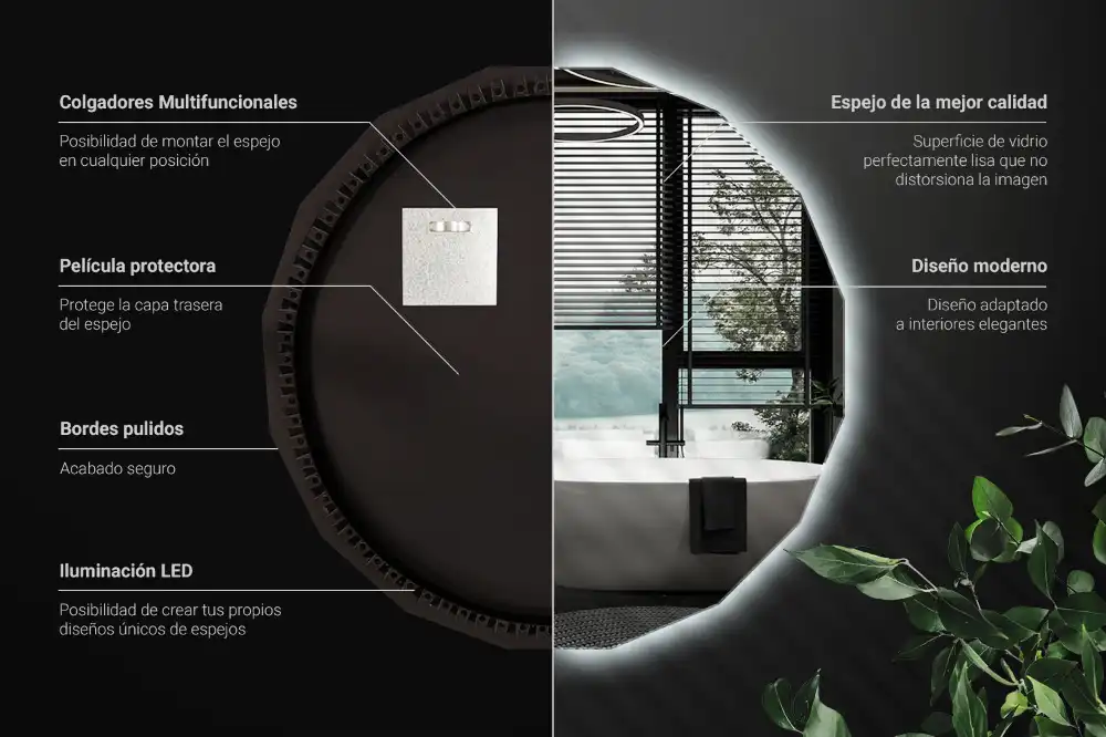 Poligonalno ogledalo z LED osvetlitvijo