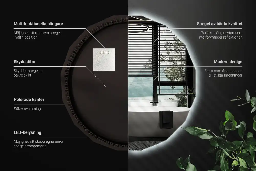 Poligonalno ogledalo z LED osvetlitvijo