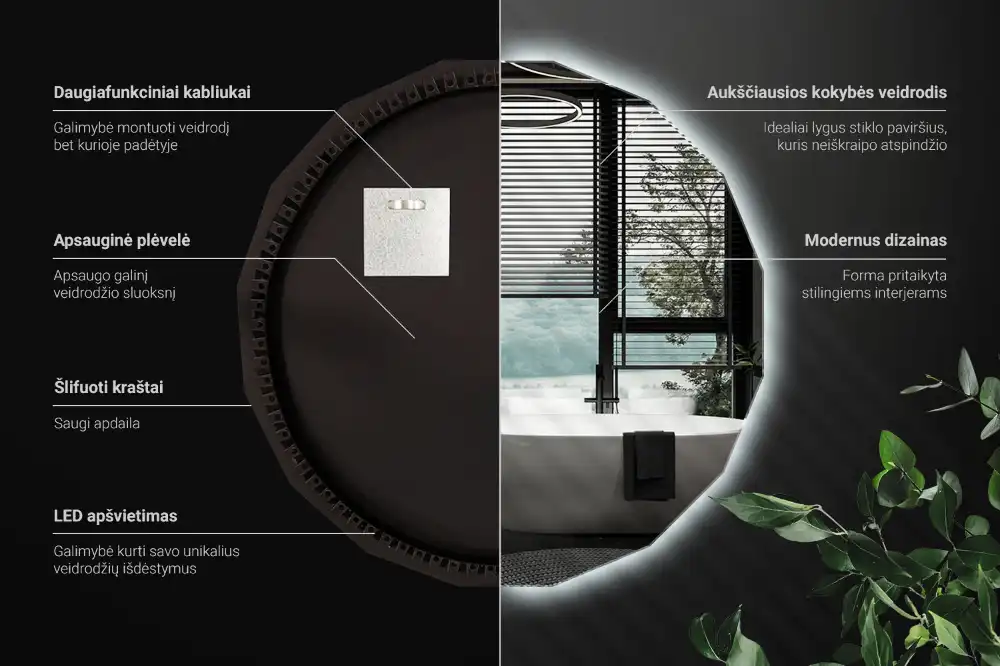 Poligonalno ogledalo z LED osvetlitvijo