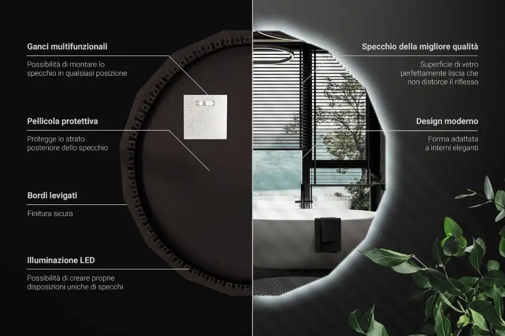 Poligonalno ogledalo z LED osvetlitvijo