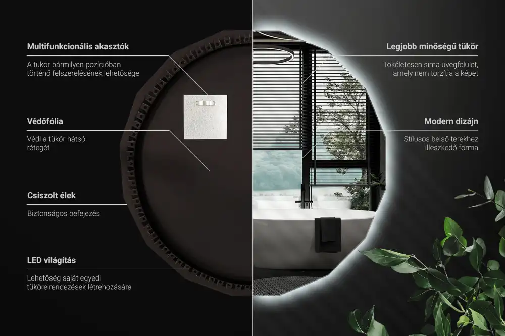 Poligonalno ogledalo z LED osvetlitvijo