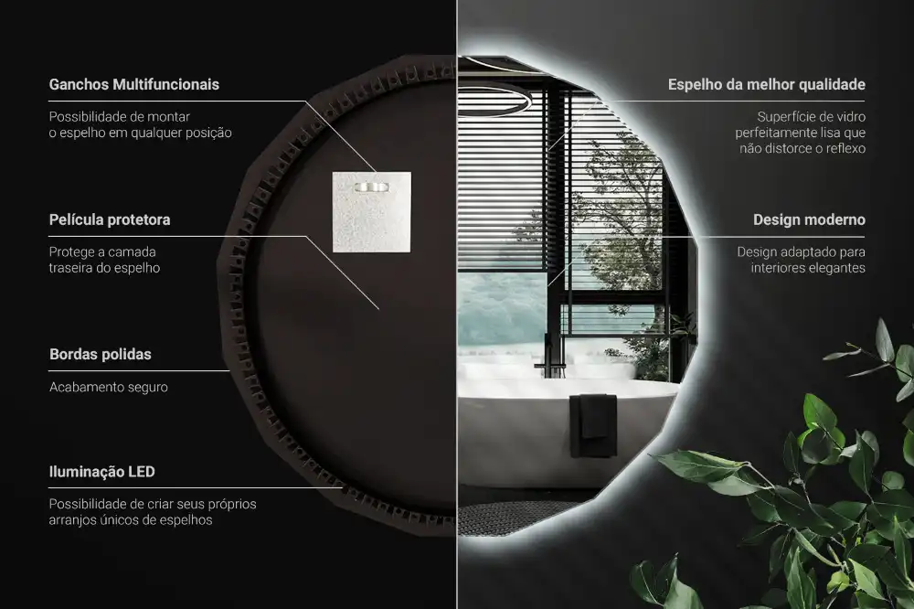 Poligonalno ogledalo z LED osvetlitvijo