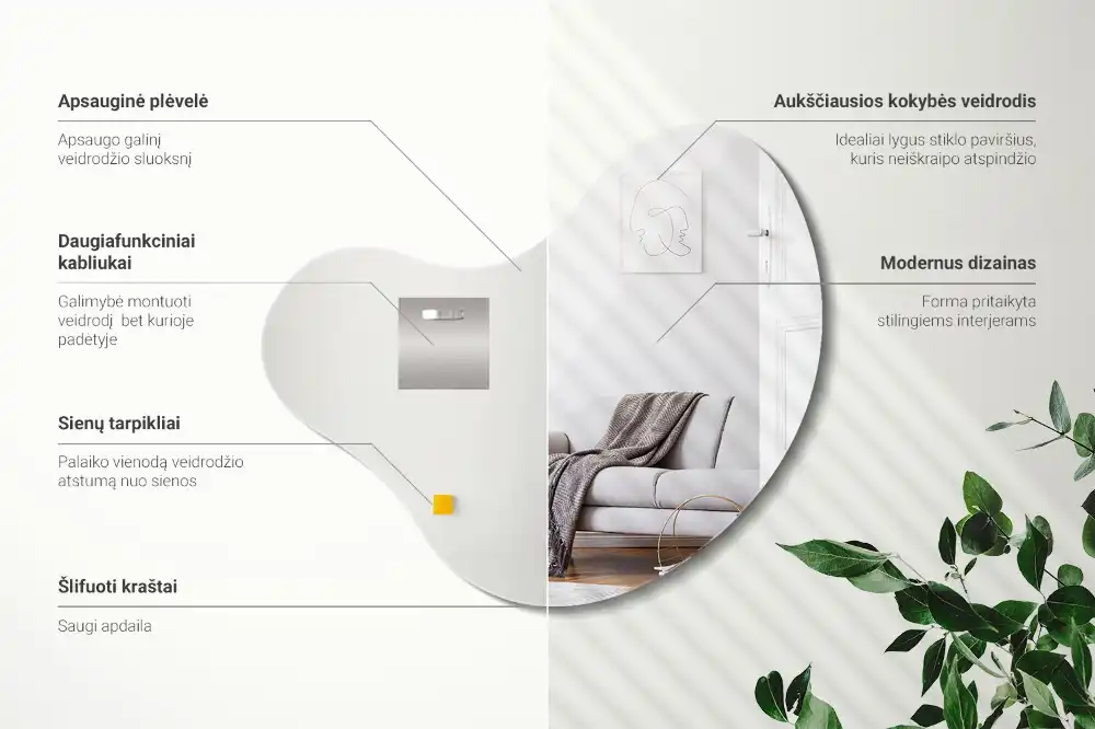 Stilsko asimetrično ogledalo brez okvirja