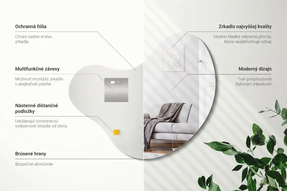 Stilsko asimetrično ogledalo brez okvirja