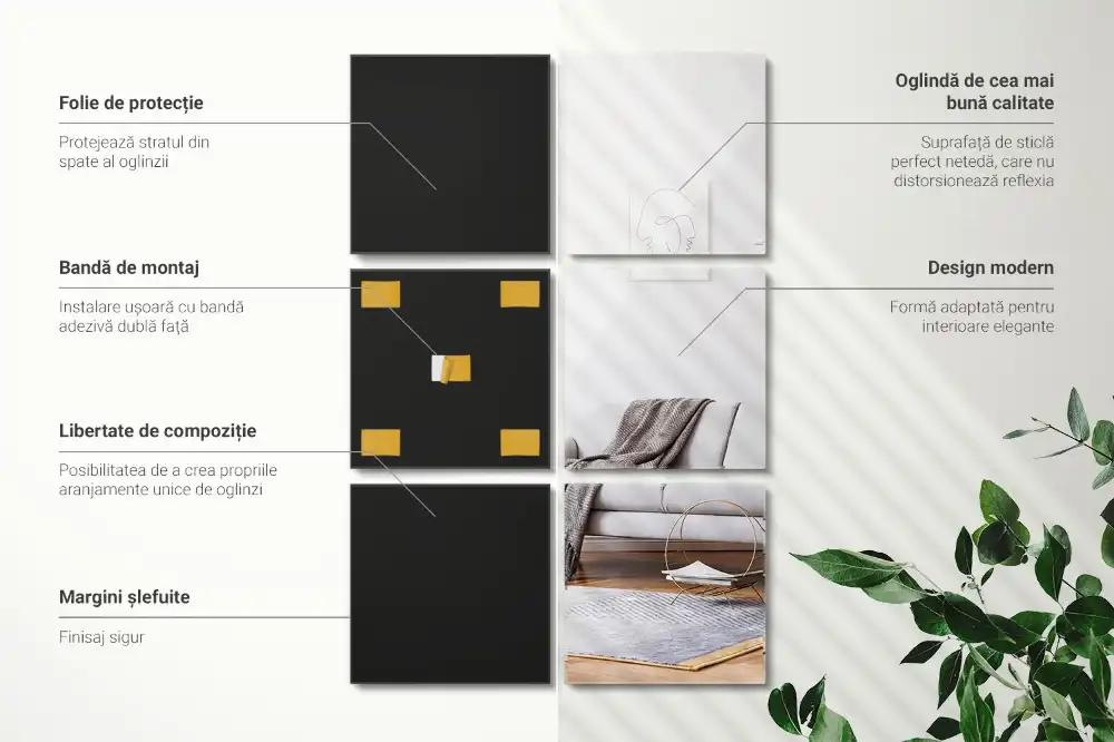 Samolepilne zrcalne ploščice kvadratne